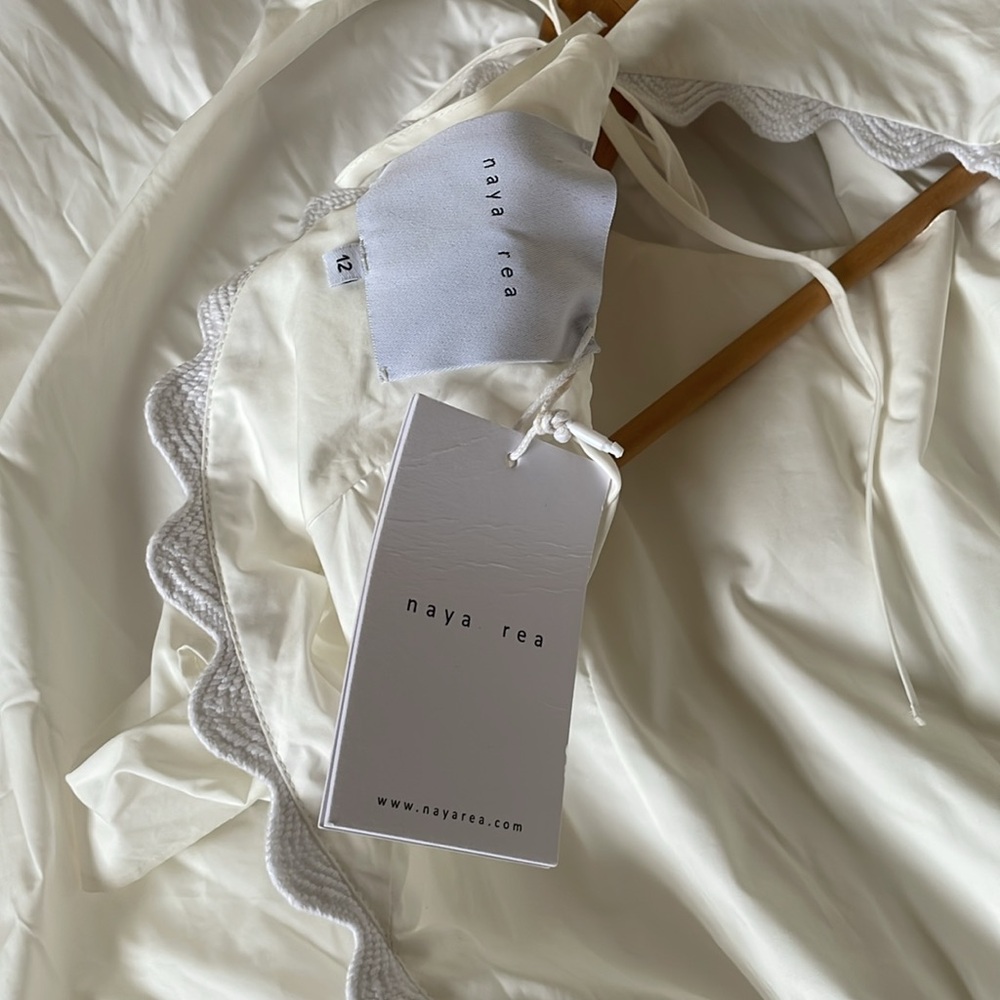 NWT Naya Rea Simona White cotton midi dress - 12 UK/ Sz Medium /Large - Picture 10 of 14